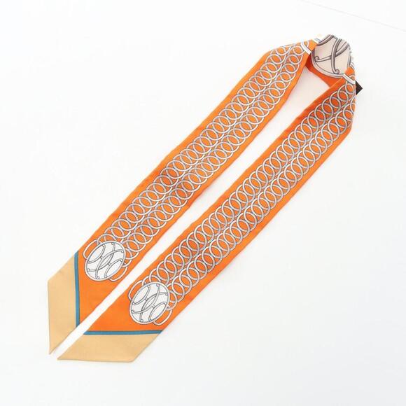 HERMES Authentic Orange Silk Scarf - Picture 5 of 5
